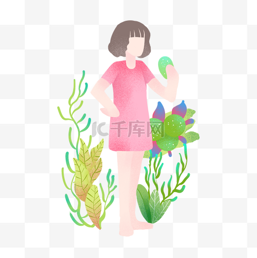 清明节吃青团女孩图片