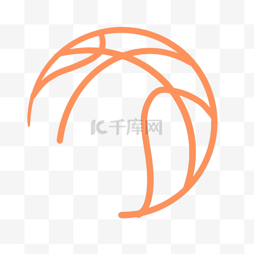 橙色线描篮球图片