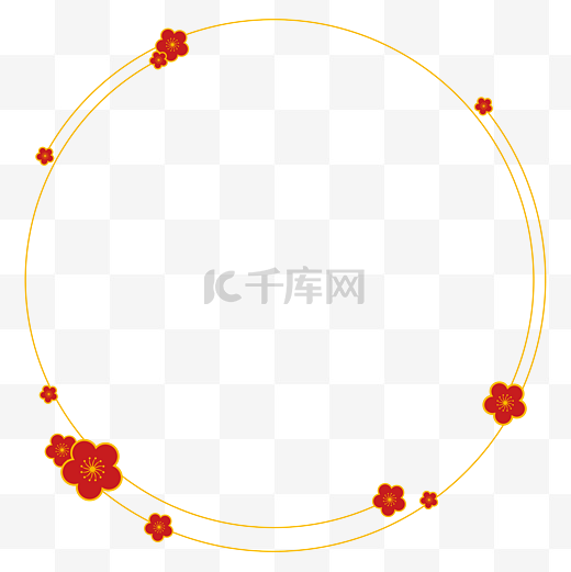 中式烫金圆弧梅红梅边框图片