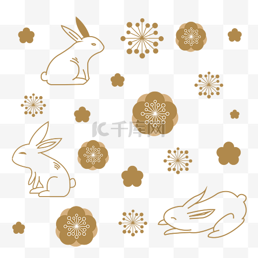 中秋节兔子月饼盒花纹图片