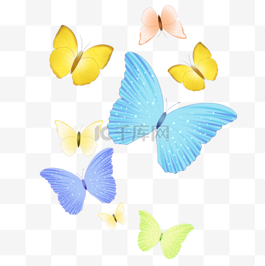 手绘风格彩色蝴蝶图片