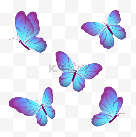 蓝紫色个性蝴蝶特效图片