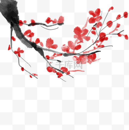 水墨中国风梅花装饰素材图片