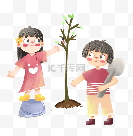 植树节种树小孩图片