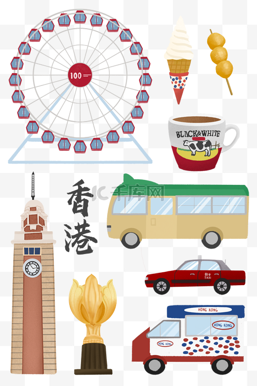 中国香港城市旅行旅游贴纸图片