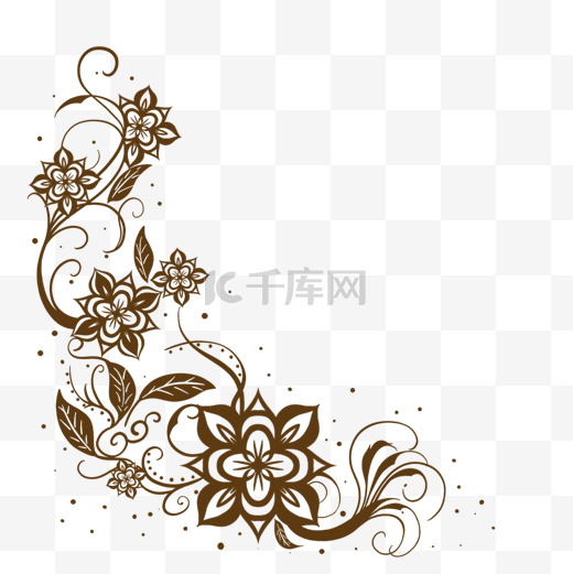 曼海蒂花纹花卉抽象纹身图案图片
