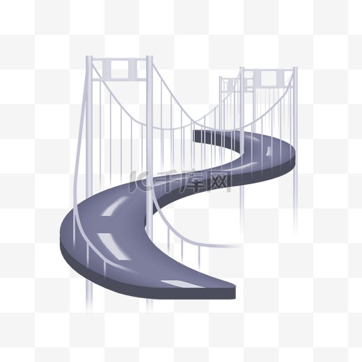 跨海大桥桥梁微立体插画S型立交桥图片