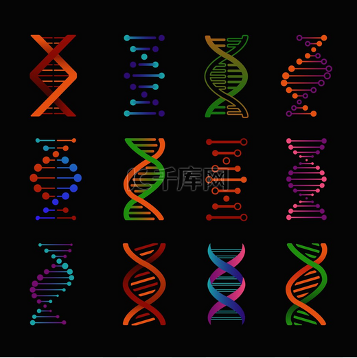 图标生物化学实验室螺旋研究标志生命基因模型生物编码遗传学分子医学扁平载体标志图标生物化学研究实验室双螺旋符号基因模型象形图遗传密码分子载体图片