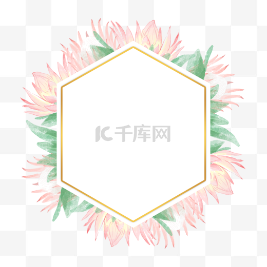 普罗蒂亚花卉水彩粉色淡雅边框图片