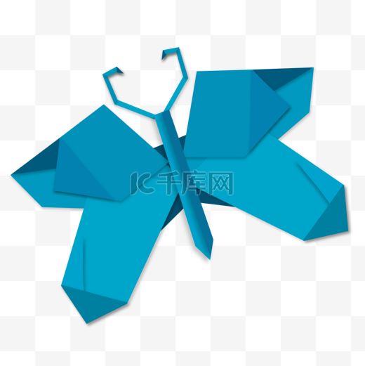 蝴蝶折纸蓝色纸张几何图案图片