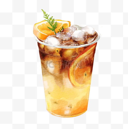夏天夏季饮料饮品冰饮百香橙橙冰美式图片