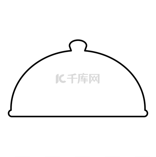 上菜餐厅盖圆顶板盖保持食物温暖凸盖精致呈现美食餐饮概念轮廓轮廓图标黑色矢量插图平面风格简单图像上菜餐厅封面图片