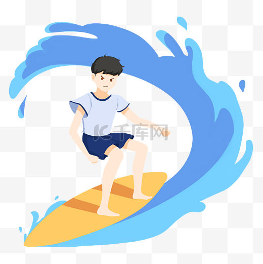 夏日海浪冲浪男孩图片