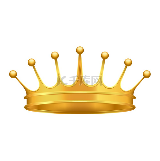 金冠3图标闪闪发光的国王王冠由贵金属逼真的矢量隔离在白色上君主权力象征插图带十字的金色皇冠三维图标逼真矢量图片