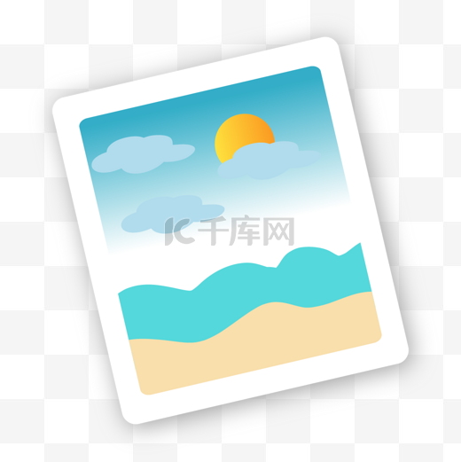 相册海边图案太阳卡通绘画图片