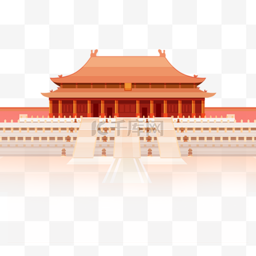复古中国风故宫建筑故宫博物馆插画图片