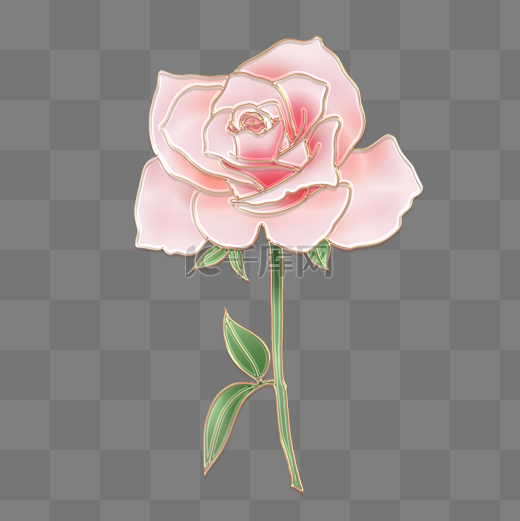 七夕情人节金色立体浮雕花朵粉色玫瑰花图片