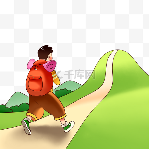 运动爬山登高男孩户外登山图片