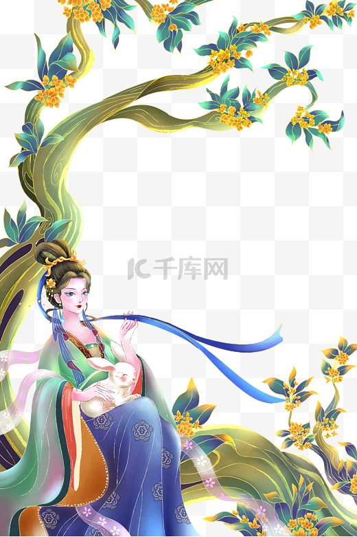 中秋节桂花树上的仙子图片