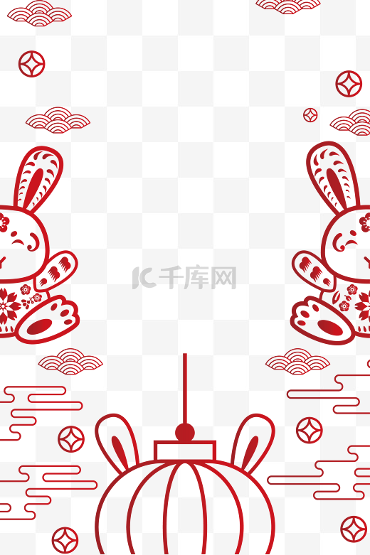 新年红色兔年海报边框底纹图片