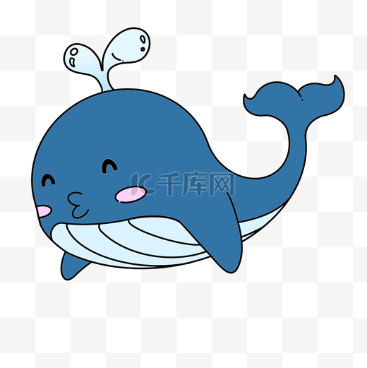 蓝色海洋卡通海底可爱鲸鱼图片