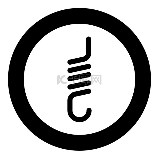 弹簧与挂钩张力拉伸线圈离合器用于汽车悬架图标圆形黑色矢量插图图像实心轮廓风格简单圆形黑色圆形汽车悬架图标的带钩拉伸螺旋离合器的弹簧图片