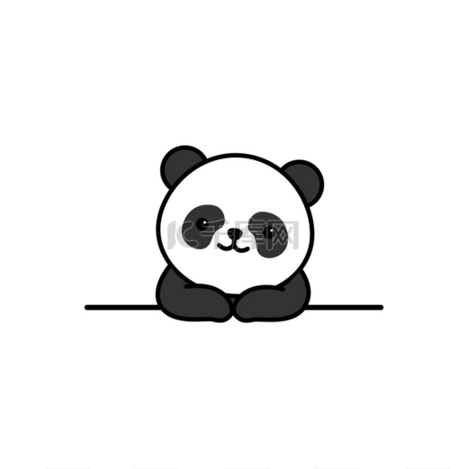 可爱的熊猫翻墙漫画，矢量图解图片