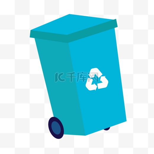 垃圾桶可回收蓝色立体图片图片