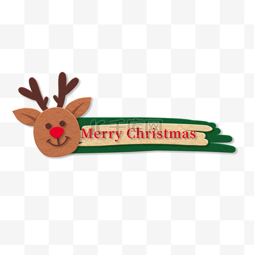 圣诞节剪纸风毛毡麋鹿标题边框图片