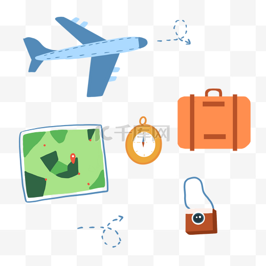 旅游飞机和行李箱图片