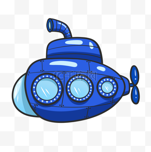 潜艇蓝色可爱卡通风格图片
