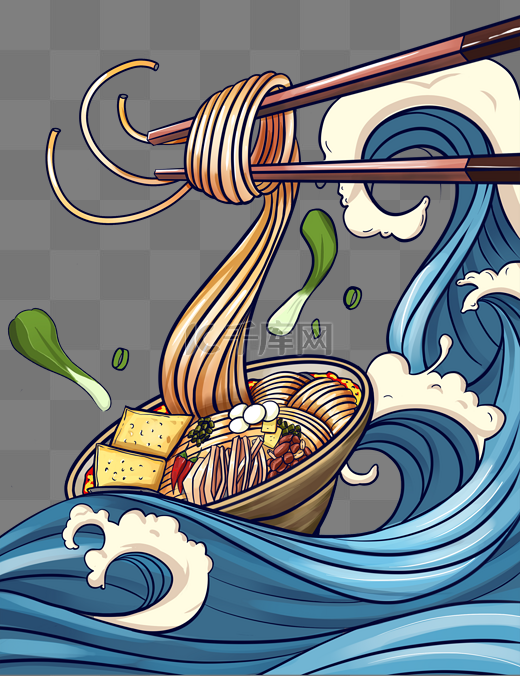 国潮海浪螺蛳粉美食图片