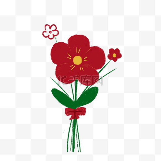 手绘小红花花朵插画图片