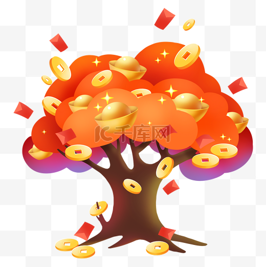 金融电商游戏摇钱树新年春节红包发财树图片