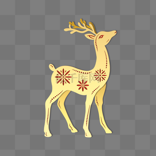 剪纸金色麋鹿小鹿动物图片