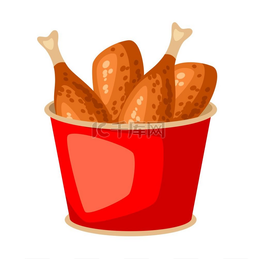 红桶炸鸡快餐零食烤鸡腿的图标或插图红桶炸鸡快餐零食图片