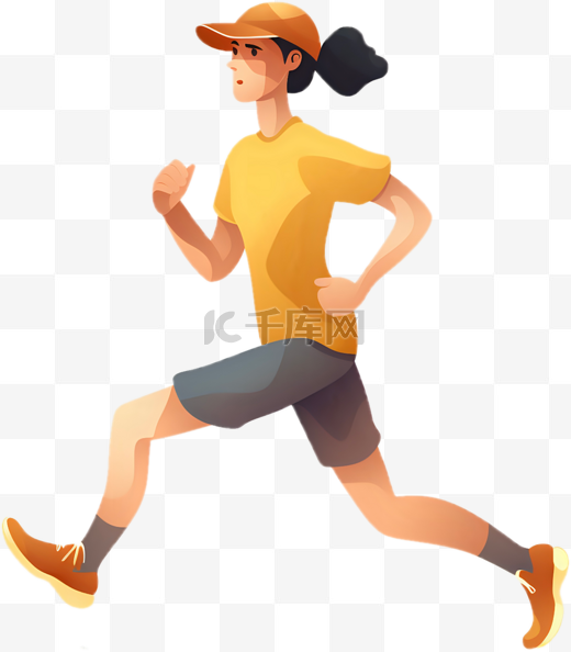 卡通人物慢跑跑步体育运动图片