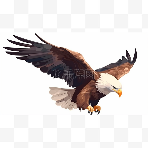扁平卡通彩色飞翔的鹰图片