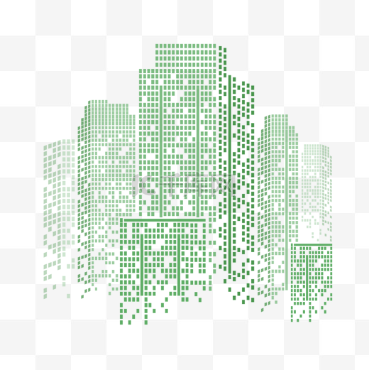 绿色抽象色块组合城市建筑图片