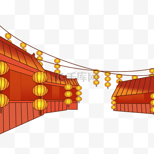 新年过年喜庆庙会街景古代中国风建筑图片
