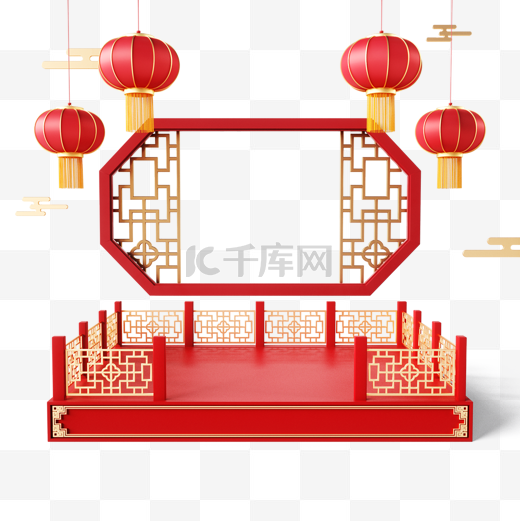 中国风格春节灯笼展台图片