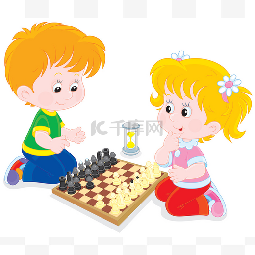 儿童玩国际象棋图片