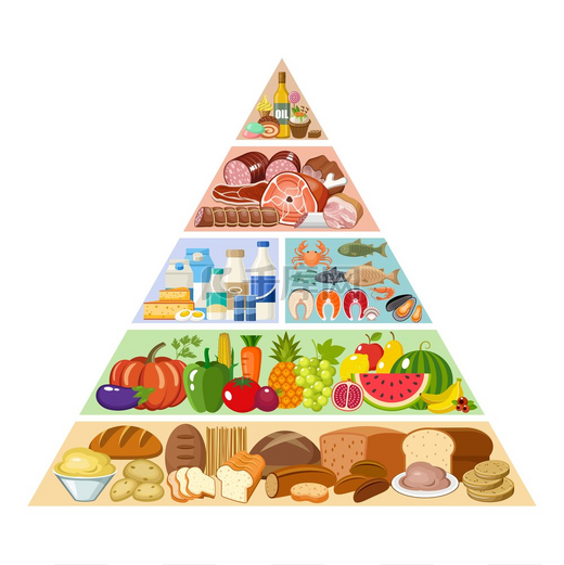 食物金字塔健康饮食信息图矢量平面图图片