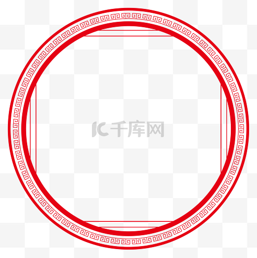 中式中国风红色极简红色回纹圆框图片