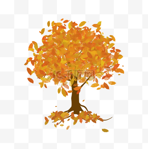 秋天树木水彩树剪贴画图片