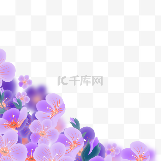 紫色花朵底部边框图片