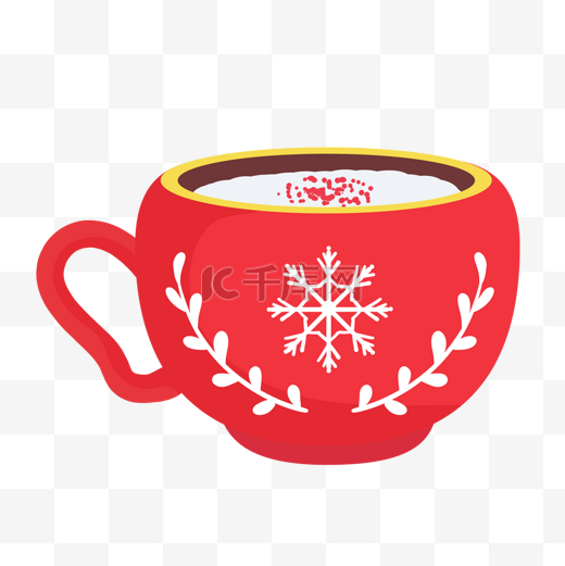 杯子咖啡红色雪花圣诞节日卡通图片图片