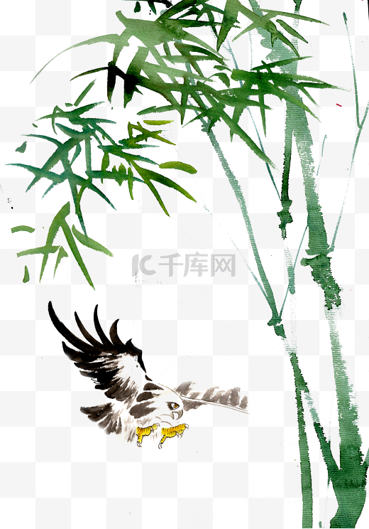 竹下的飞鹰图片