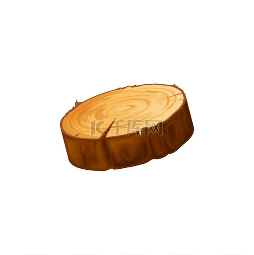 原木的圆形木材砍伐的树皮的干燥木材孤立的平面卡通图标锯切的树干上有木环有裂纹图案的木材圆形橡木松木自然纹理孤立树桩的木质纹理波浪形环形切片图片