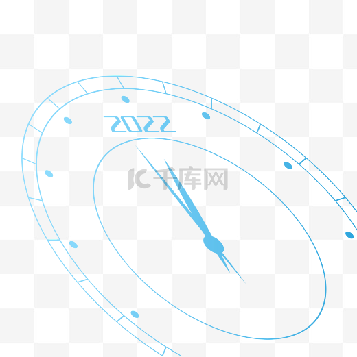 蓝色商务科技新年跨年快乐时间2022钟表元旦图片